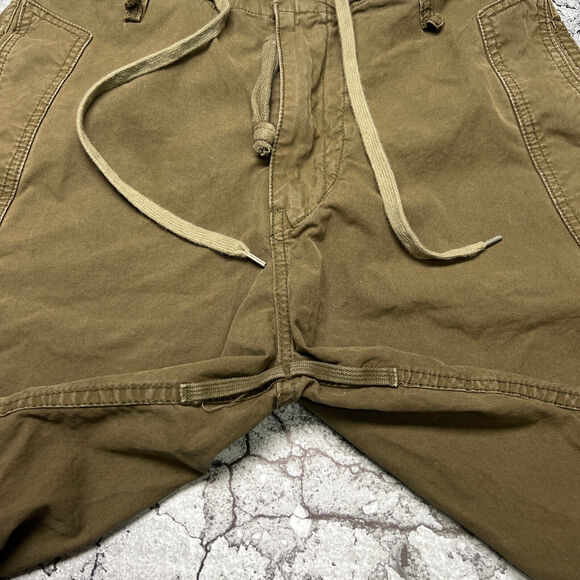 EVER Hiking Shorts 11" Raw Hem SIZE S Green Brown Drawstring Cotton Made USA - Picture 8 of 12